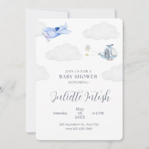 Invitation avion pour Baby Shower