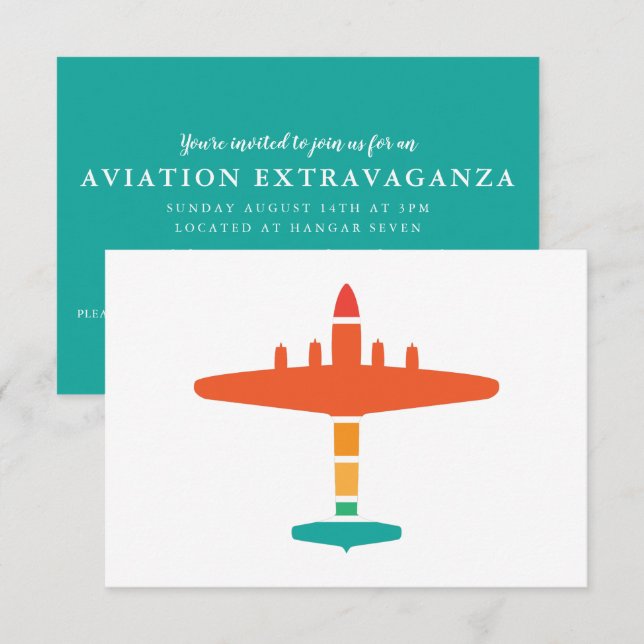 Invitation avion rétro (Devant / Derrière)