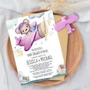 Invitation Avion Teddy Bear   Baby shower par courrier