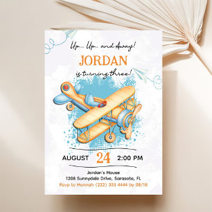 Invitation Avion vintage 3e fête d'anniversaire
