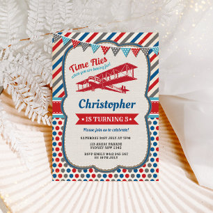 Invitation Avion vintage Anniversaire Pilote Aventure Invitat