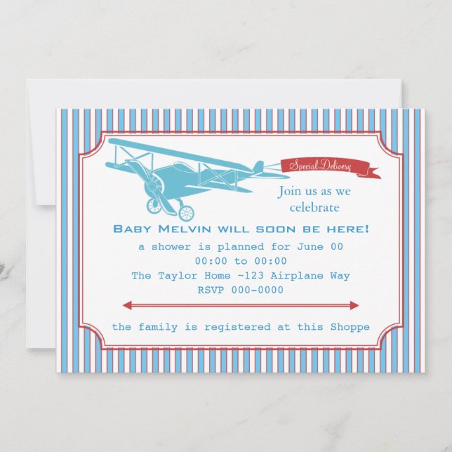 Invitation Avion Vintage de livraison spéciale (Devant)