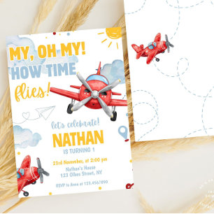 Invitation Avions Boys Cool Blue Avion Voyage Anniversaire