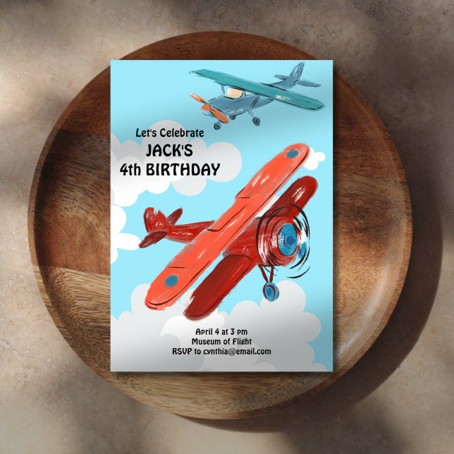 Invitation Avions Enfant Anniversaire (Créateur téléchargé)