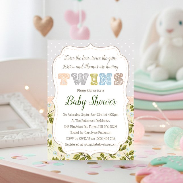 Invitation Avoir des jumeaux Baby shower neutre (Créateur téléchargé)
