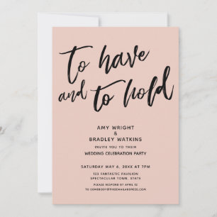 Invitation Avoir et Tenir Calligraphie Rose Réception