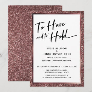 Invitation Avoir et Tenir Rose Gold Glitter Réception