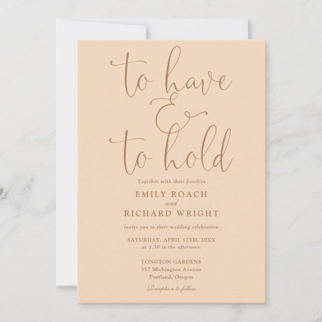 Invitation Avoir Et Tenir Un Mariage De Peach Soft Code QR (Devant)