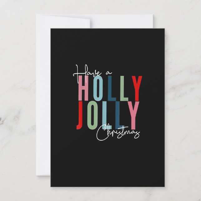 Invitation Avoir Holly Xmas Jolly Noël Rainbow_1 (Devant)