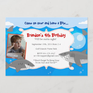Invitation AVOIR UN MORCEAU - Requin Thème Anniversaire Invit