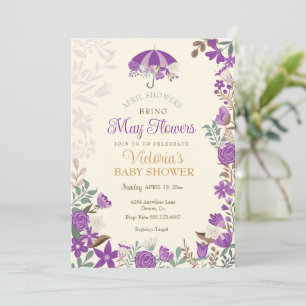 Invitation Avril Douches Apportent Mai Fleurs Baby shower de 