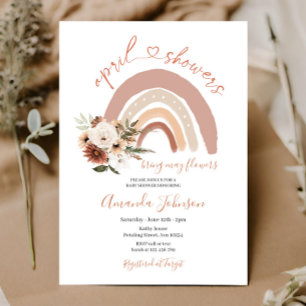 Invitation Avril Douches Apportent Mai Fleurs Boho Rainbow In