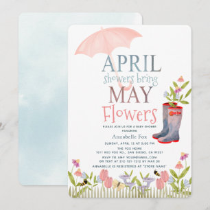 Invitation Avril Douches Apporter Mai Fleurs Baby shower Invi