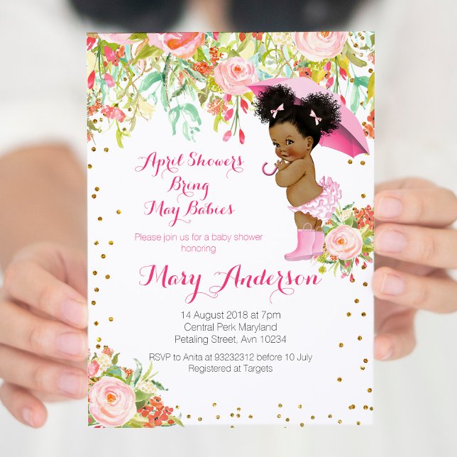 Invitation Avril Douches Baby shower afro-américain (Créateur téléchargé)