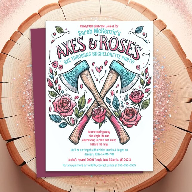 Invitation Axes et Roses - Ax Throwing Bachelorette Party (Créateur téléchargé)