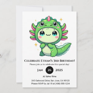 Invitation Axolotl dans le Dragon Casquette Anniversaire
