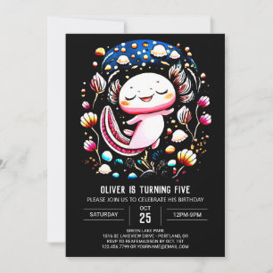 Invitation Axolotl numérique sous la mer Anniversaire