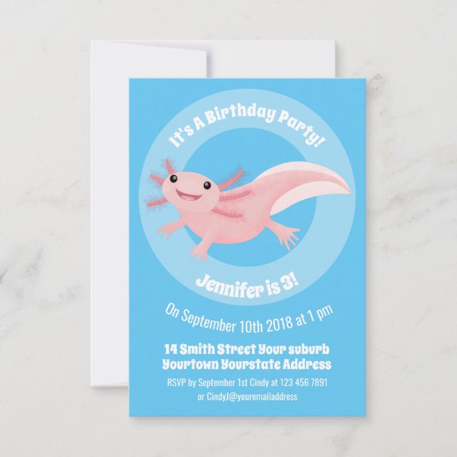 Invitation axolotl rose pâle (Devant)