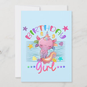 Invitation Axolotl Unicorn Anniversaire Fille Thème Coloré