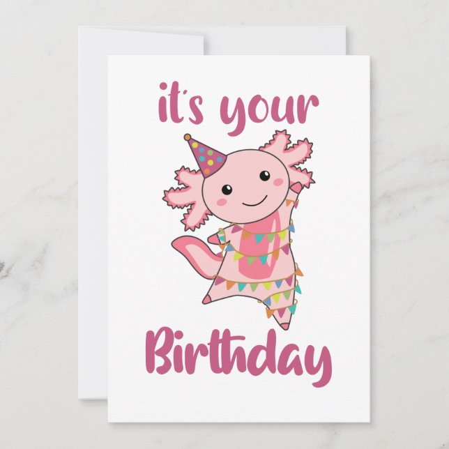 Invitation Axolotl Vous Souhaite Bon Anniversaire Axolotls Ad (Devant)
