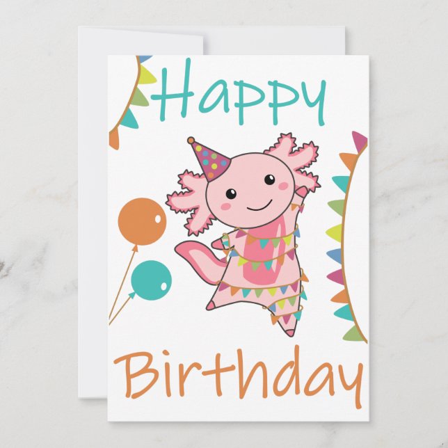 Invitation Axolotl Vous Souhaite Bon Anniversaire Axolotls Ad (Devant)