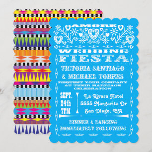 Invitation Aztec Graphic Mariage mexicain Papel Picado invita