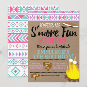 Invitation Aztec Pink Turquoise S'plus fun avec des amis Anni
