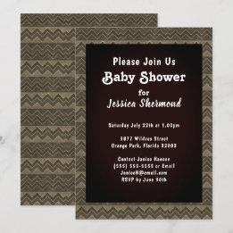 Invitation Aztec Tribal Abstrait Baby shower Chevron Grayed