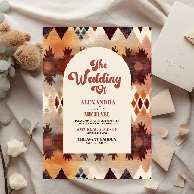 Invitation Aztec Tribal Brown Ethnique Mariage occidental (Créateur téléchargé)
