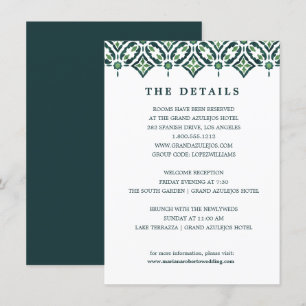 Invitation Azulejo vert   Détails du mariage de mosaïque espa