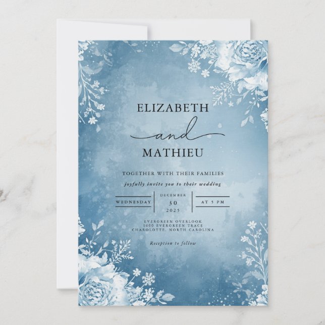 Invitation Azure Frost Mariage (Devant)