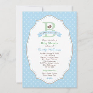 Invitation B est pour Baby Shower Baby Boy Blue