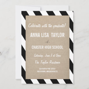 Invitation B&W Stripes Class of 2015 Graduation 2015 Invitati