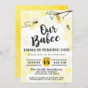 Invitation Ba-Bee Honeycomb Bumble Bee 1er anniversaire