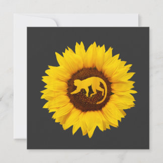 Invitation Baboon  For Women Men Monkey Animal Sunflower