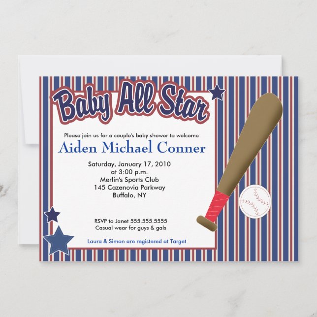 Invitation BABY All Star Baseball Champ Baby shower invitatio (Devant)