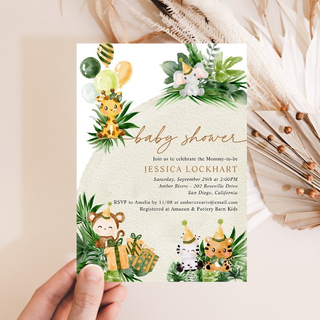 Invitation Baby Animals Jungle Safari Baby shower de fête (Créateur téléchargé)
