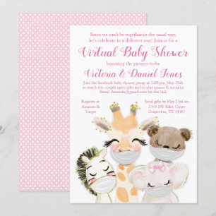 Invitation Baby Animaux avec Masques Baby Shower Drive By Cov