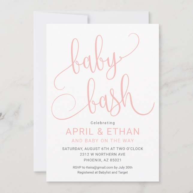 Invitation Baby Bash, Invitation de douche pour le (Devant)