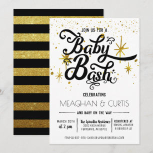Invitation Baby Bash Noir, Blanc & Or