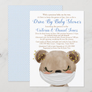 Invitation Baby Bear avec Masque Drive By Baby Shower