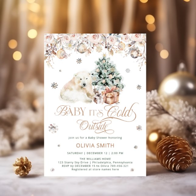 Invitation Baby Bear Baby it's Cold Outside Baby shower (Créateur téléchargé)