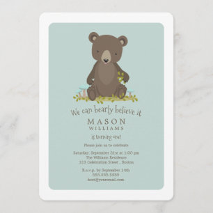 Invitation Baby Bear Cub Animal Thème Anniversaire