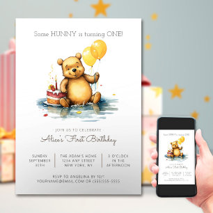 Invitation Baby Bear Party - Ballons premier anniversaire
