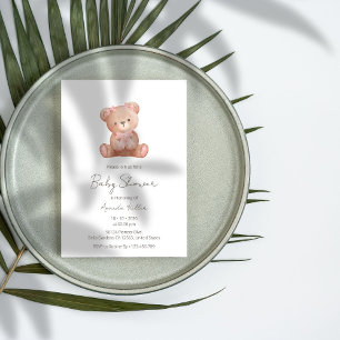 Invitation Baby Bear Simple Élégant Baby shower mignon