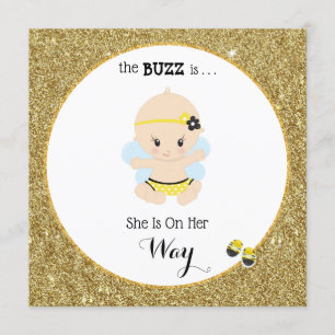 Invitation *~* Baby Bee Parties scintillant Baby Girl Shower 