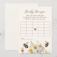 Baby Bingo Baby shower Jeu Bee Fleur sauvage Flora