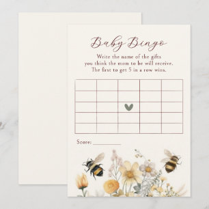 Invitation Baby Bingo Baby shower Jeu Bee Fleur sauvage Flora
