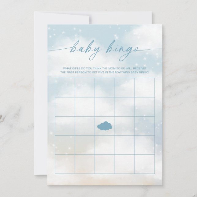 Invitation Baby Bingo Cloud 9 Blue Baby shower Jeu (Devant)