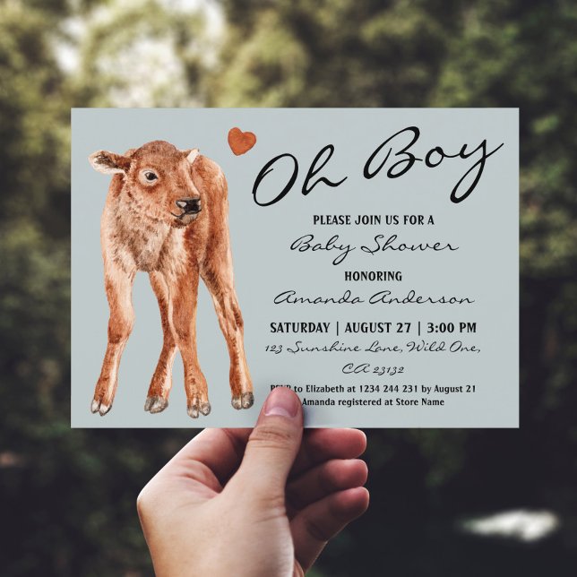 Invitation Baby Bison Oh Baby shower garçon (Créateur téléchargé)